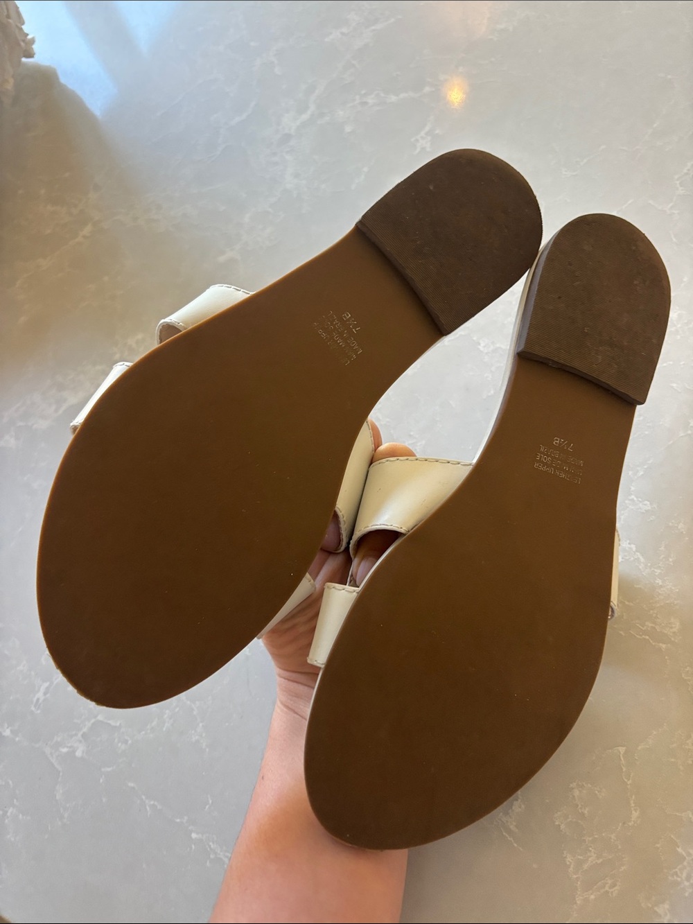 French Sole White Leather Slide Mules - Picture 3 of 3